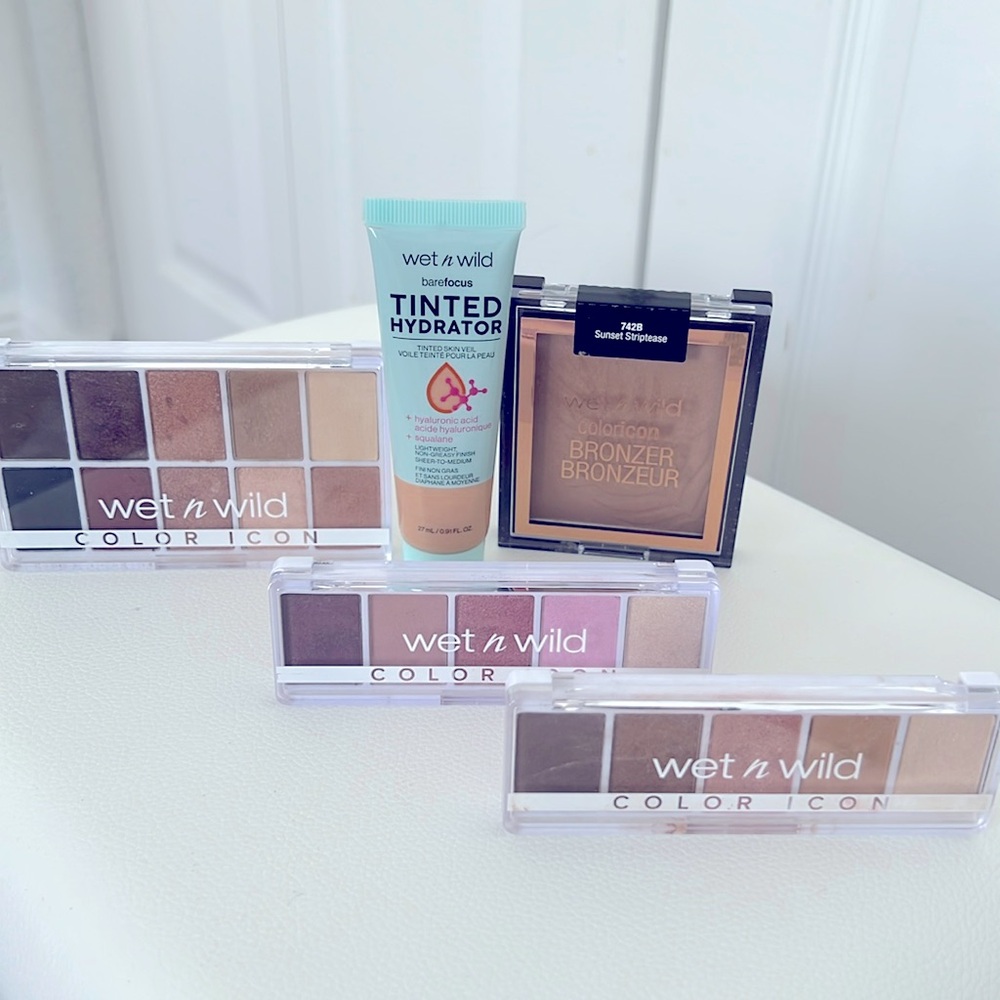 Wet n Wild Box of lightly swatched products